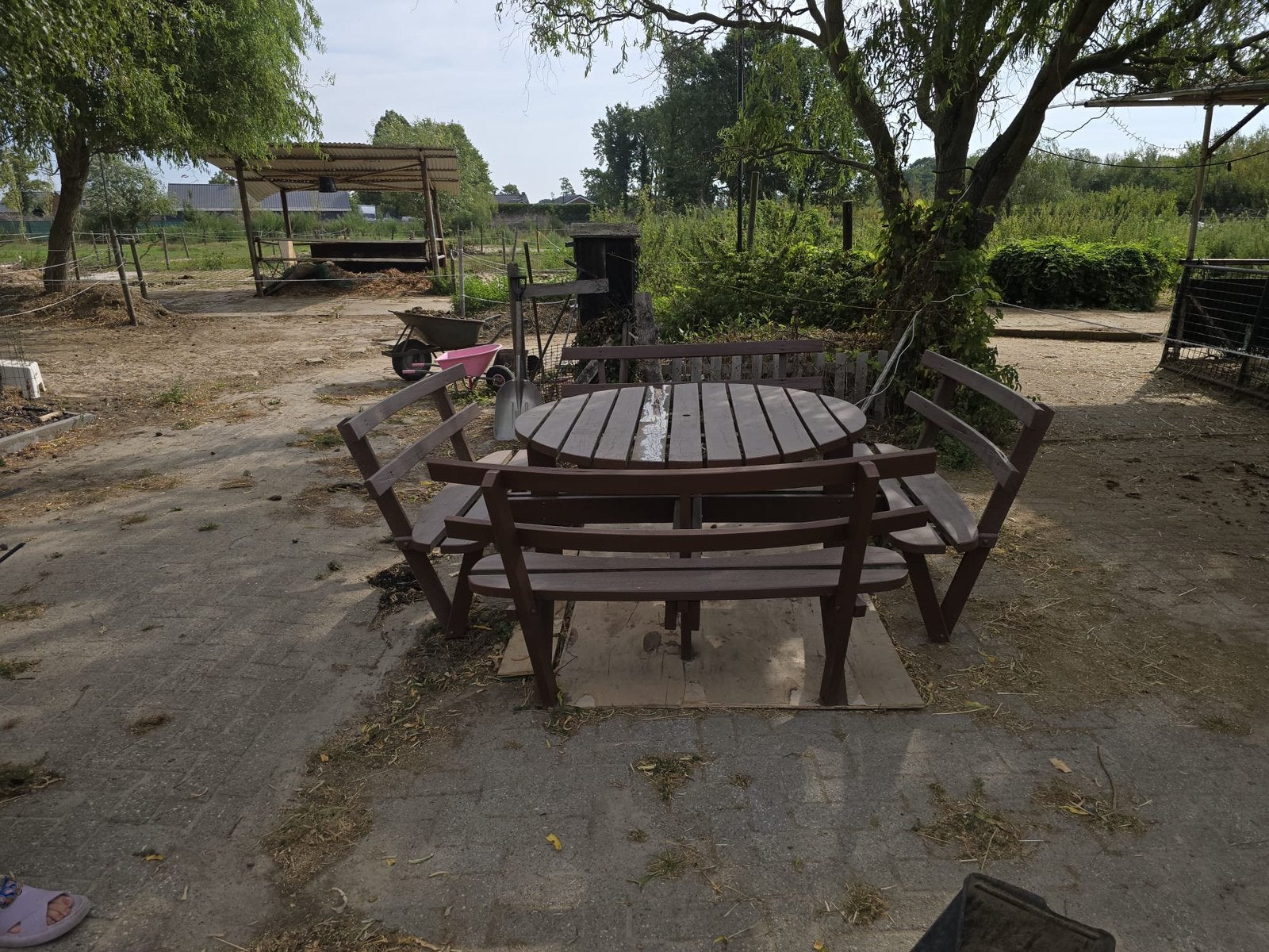 Leuke ronde picknicktafel, Ophalen, Gebruikt, Hout, 8 zitplaatsen