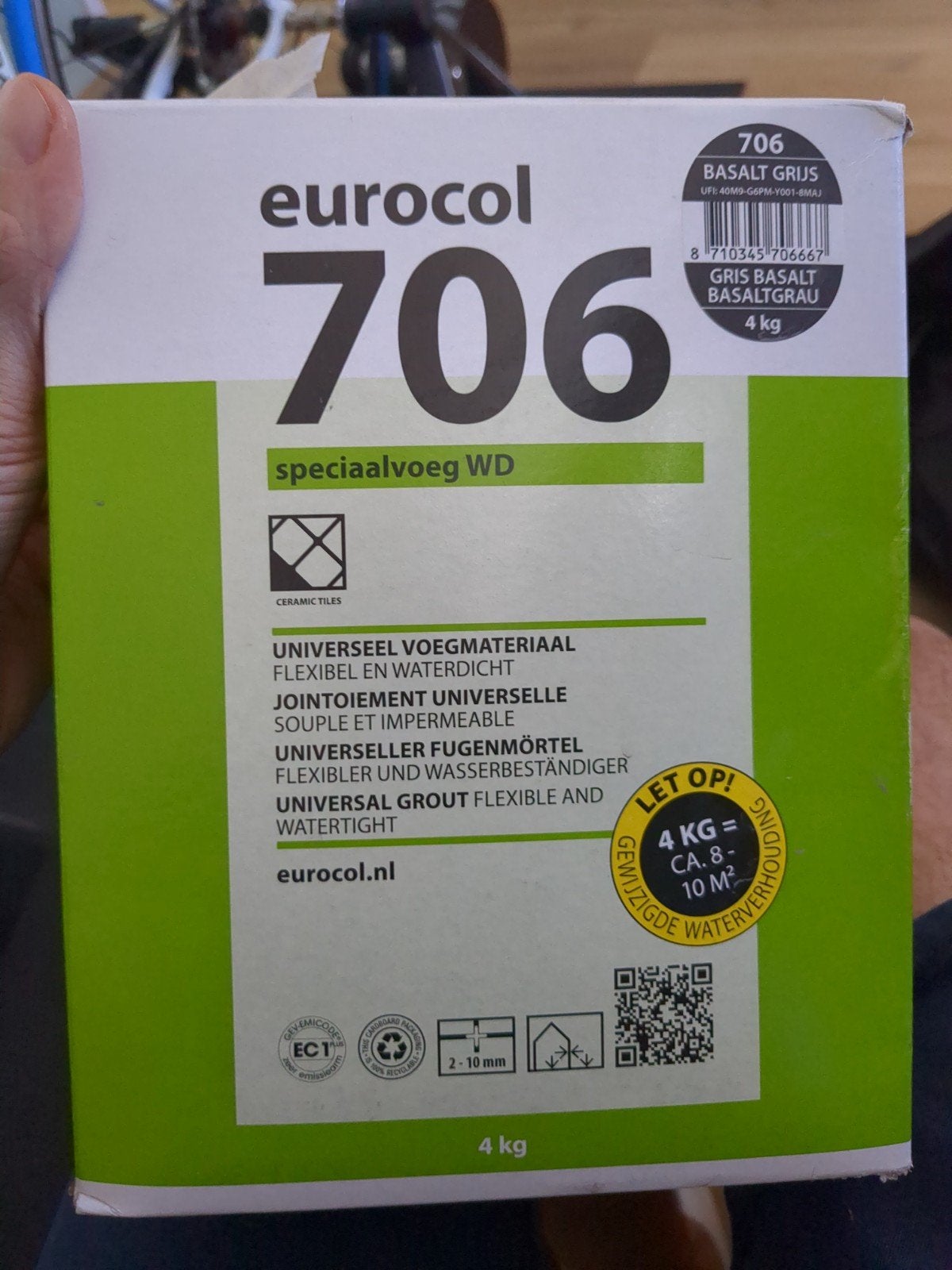 Eurocol 706 Speciaalvoeg WD - Basalt Grijs (1.6 kg), Doe-het-zelf en Verbouw, Tegels, Ophalen