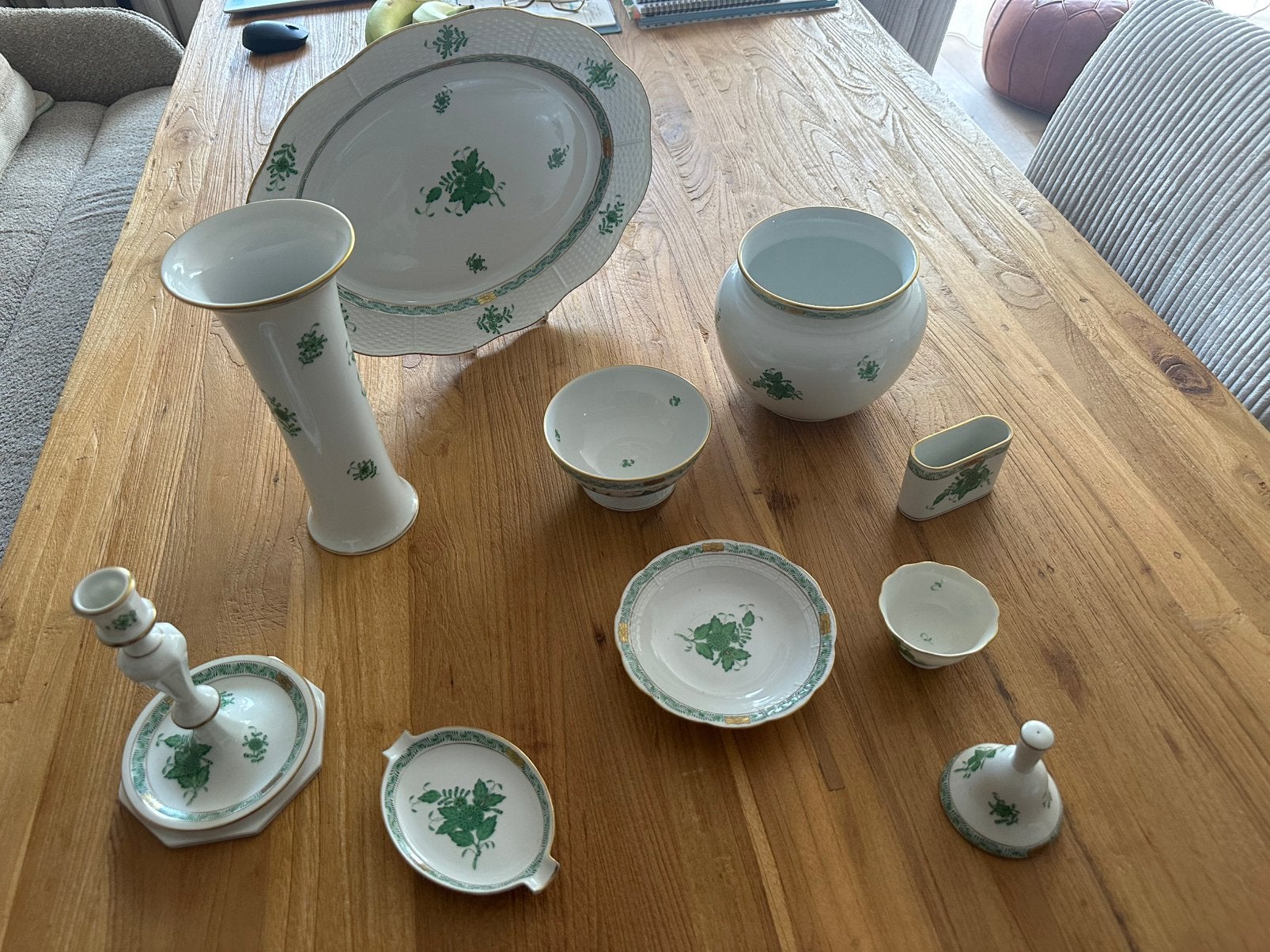 Herend Apponyi Green porselein set Hongarije handbeschilderd, Ophalen