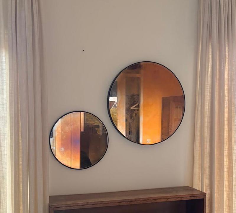 Decoratieve spiegels, Huis en Inrichting, Woonaccessoires | Spiegels, Minder dan 50 cm, Rond, Ophalen of Verzenden, Zo goed als nieuw