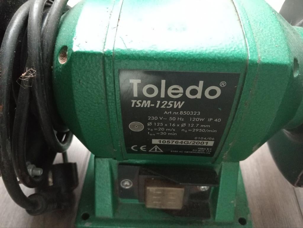 Toledo TSM-125W Werkbankslijpmachine - Compact & Krachtig, Doe-het-zelf en Verbouw, Gereedschap | Slijpmachines, Ophalen