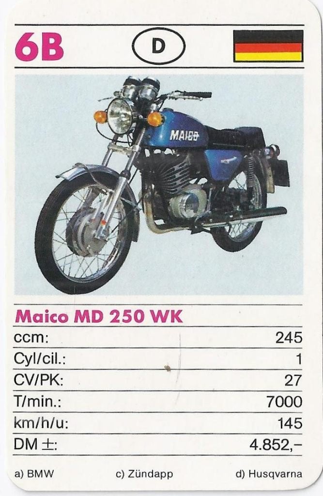 Kw2766 motorkaartje 6b maico md 250 wk, Ophalen of Verzenden, Zo goed als nieuw, Auto's