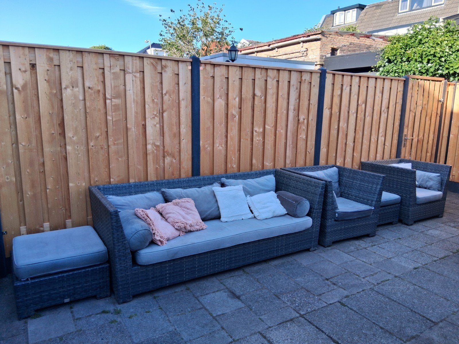Wicker Loungeset + eettafel en stoelen, Ophalen, 5 zitplaatsen, Loungeset, Wicker