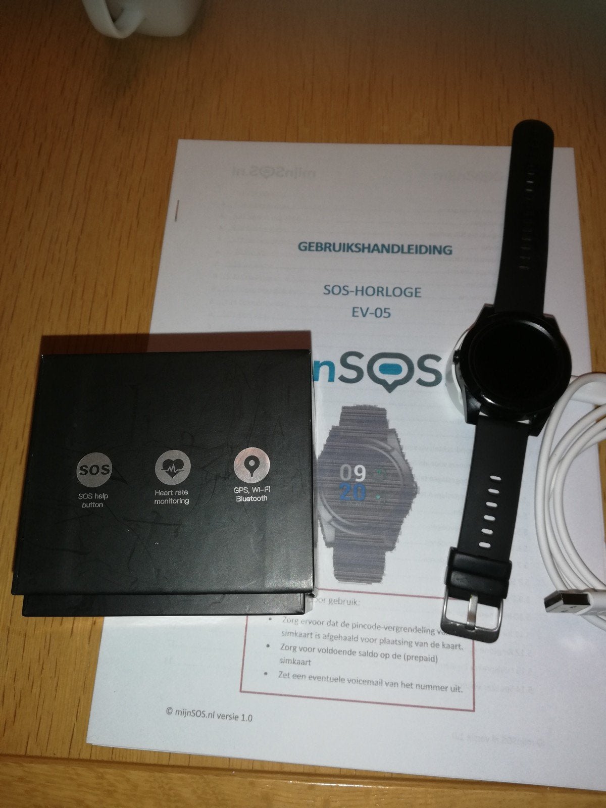 MijnSOS SOS-Horloge EV-05 - Zwart, Ophalen, Zwart, Zo goed als nieuw, MijnSOS