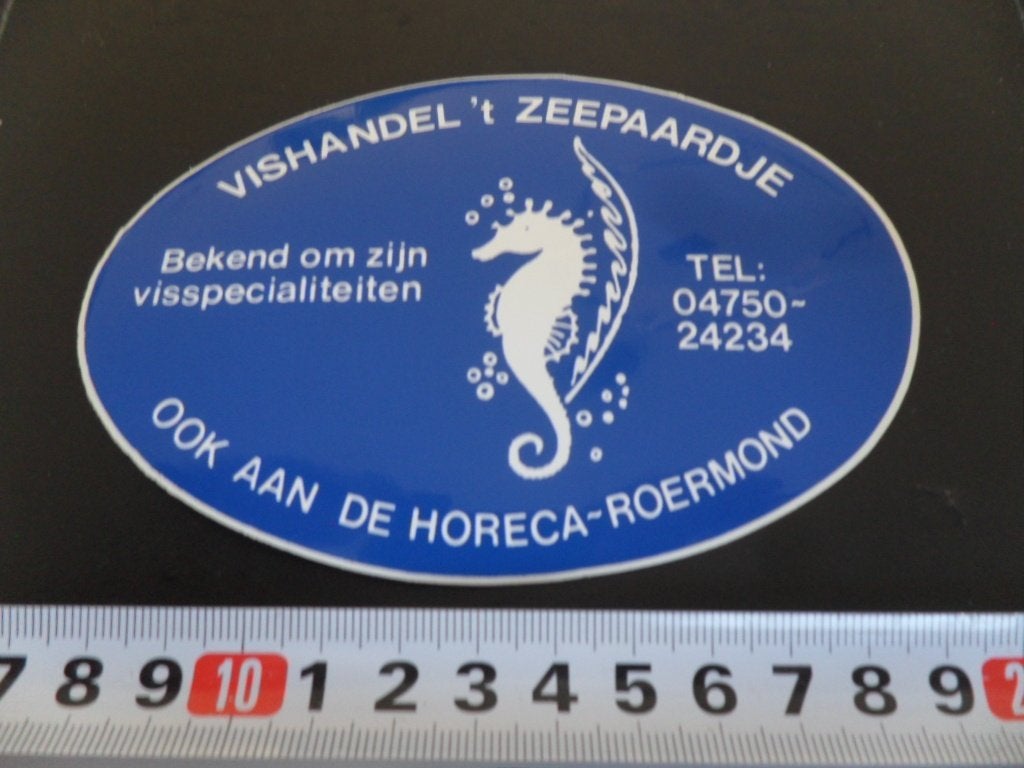 sticker Roermond Vishandel 't Zeepaardje  04750-24234 *, Ophalen of Verzenden, Zo goed als nieuw