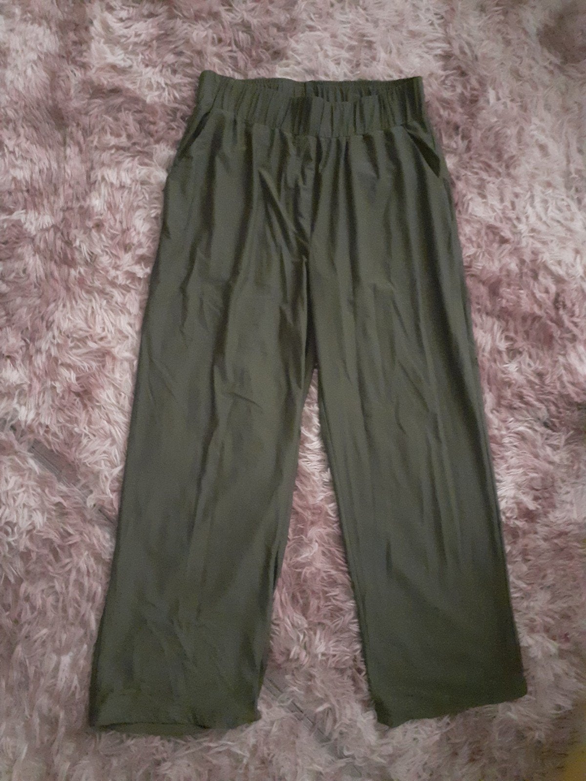 Mosgroene flared travelstof pantalon - Norah, Maat 42/44 (L), Ophalen of Verzenden, Norah, Lang