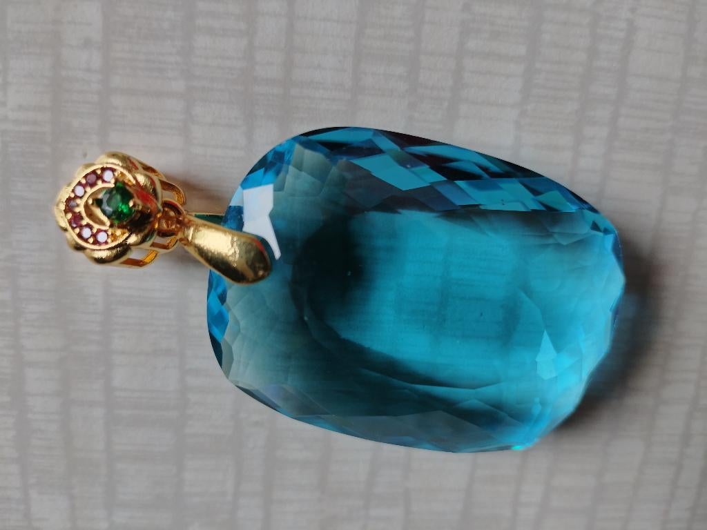 Luxe blauw saffier hanger, Ophalen of Verzenden, Nieuw, Blauw, Zilver