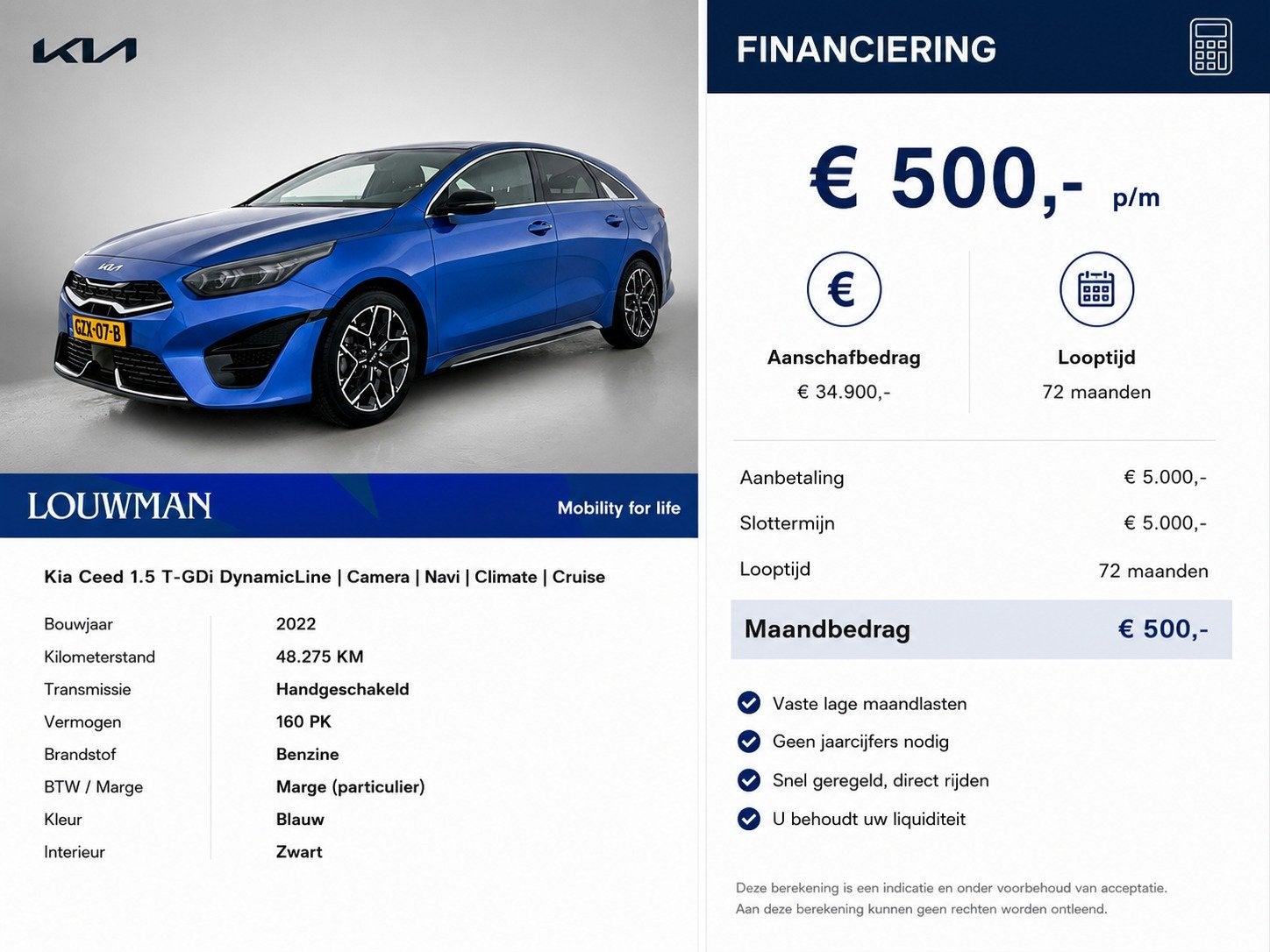 Kia ProCeed 1.5 T-GDi GT-Line | Automaat | Digitaal Dashboar, Auto's, 12 maanden, 1325 kg, 4 cilinders, Blauw