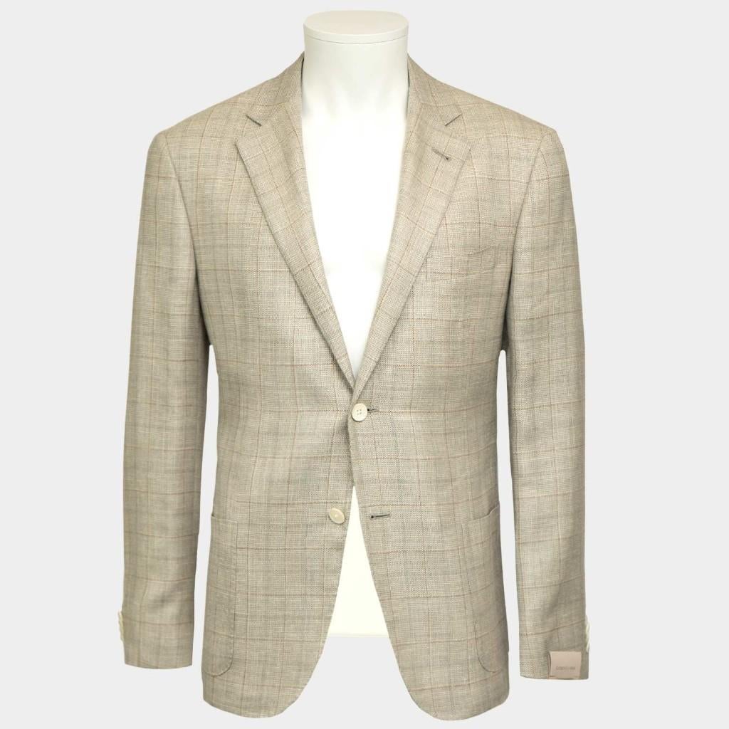 Corneliani Colbert Ruit Beige Nieuw Maat 52/54, Corneliani, Beige, Nieuw, Overige maten