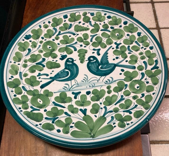 S. San Gimignano, deruta, italy, schaal bord met vogelmotief, Ophalen of Verzenden