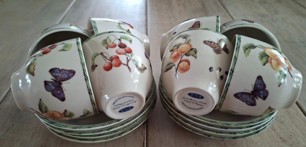 8 x JBS Fruit en Flowers Kopjes en Schotels, Nieuw, Ophalen of Verzenden, Overige stijlen, Kop(pen) en/of Schotel(s)