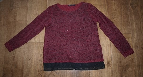 Rood Zwart Gemeleerde Trui met Glitter Esmara (44-46), Maat 42/44 (L), Gedragen, Rood, Esmara