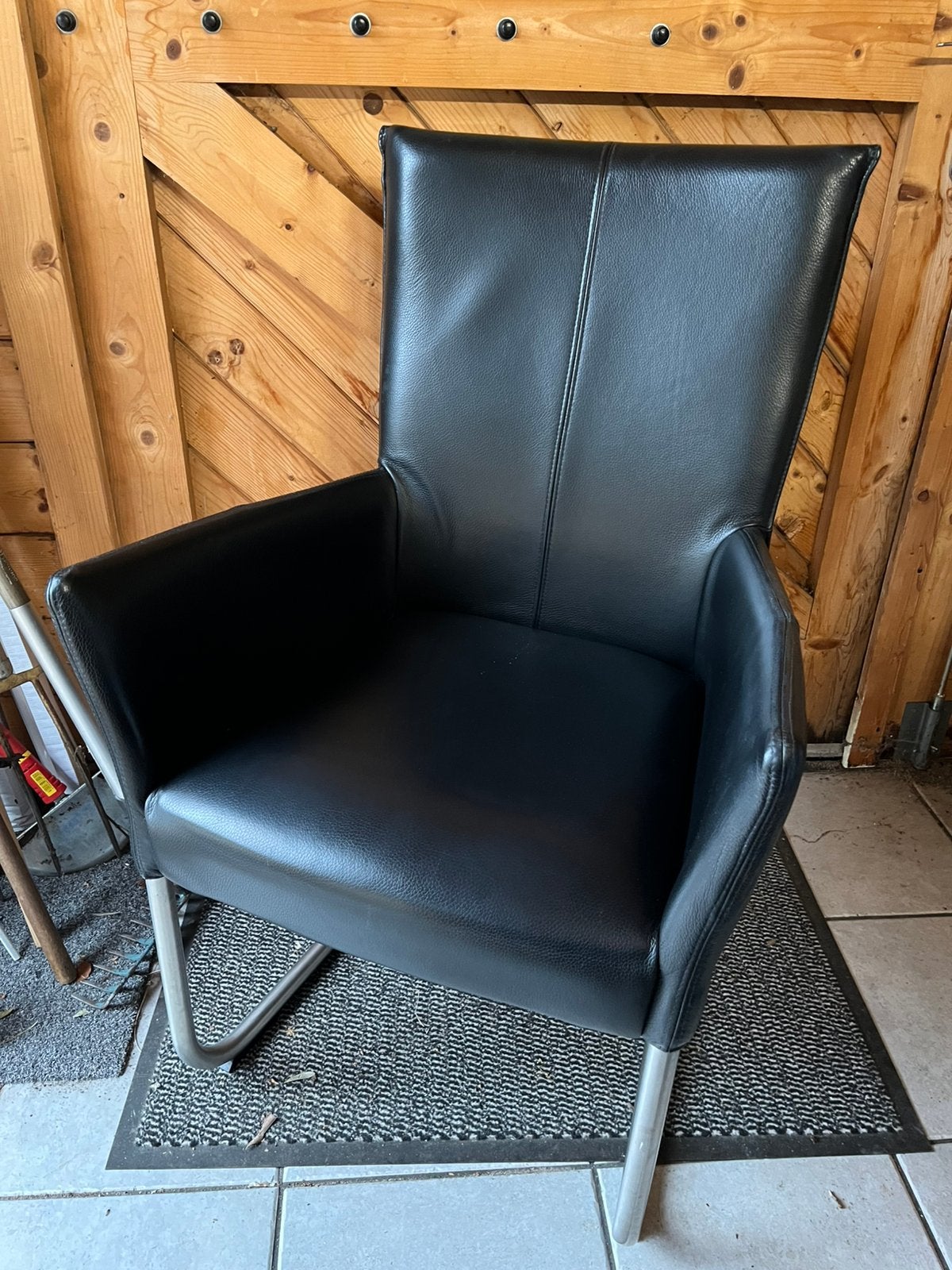 Set van 2 lederen eerkamerstoelen (Van Gils), Huis en Inrichting, Ophalen, Twee, Gomez, Zwart