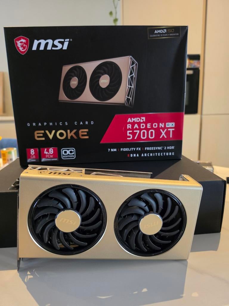 MSI RX 5700 XT Evoke OC compleet met originele doos, Computers en Software, Videokaarten, AMD, GDDR6, PCI-Express 4, Ophalen of Verzenden