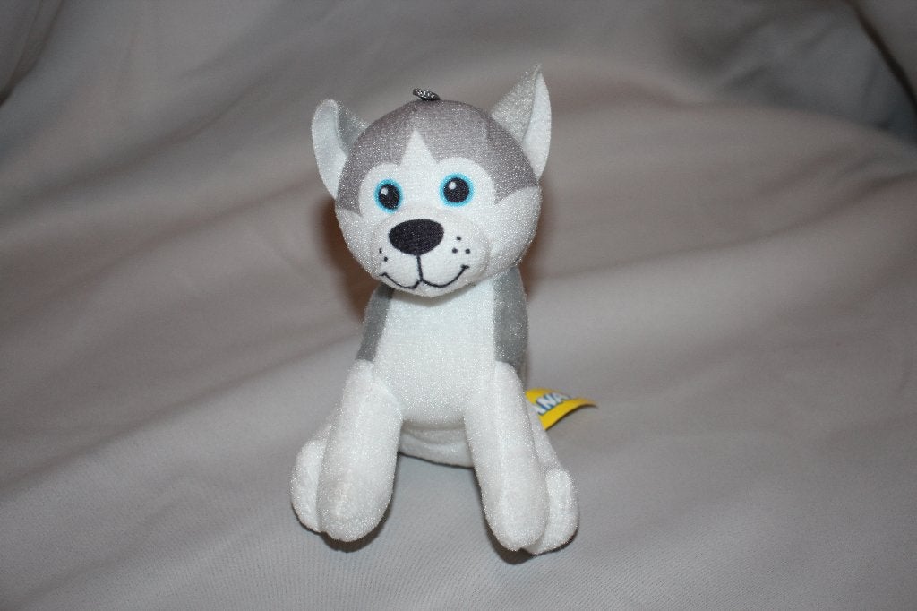 Bananas knuffel pluche hond - grijs wit - 14cm, Zo goed als nieuw, Klein (minder dan 20 cm), Wit, Hond
