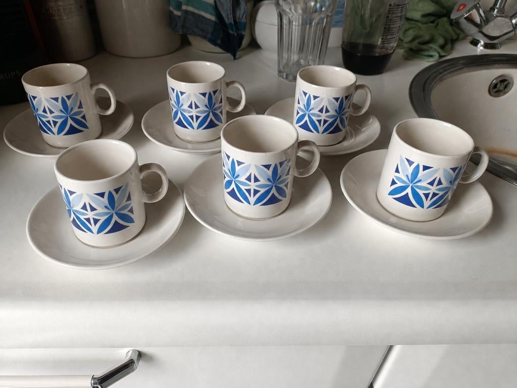 Zes kopjes en schoteltjes van Pagnossin Treviso, Ophalen of Verzenden