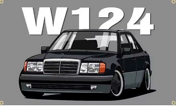 MERCEDES W124 BANNER 60X90 CM MET BEVESTIGGINGS OGEN, Ophalen of Verzenden, Nieuw