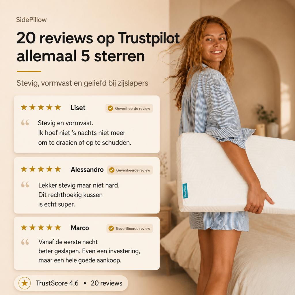 SidePillow - Luxe Extra Stevig Hoofdkussen Voor Zijslapers, Ophalen of Verzenden, Nieuw, Wit, Rechthoekig