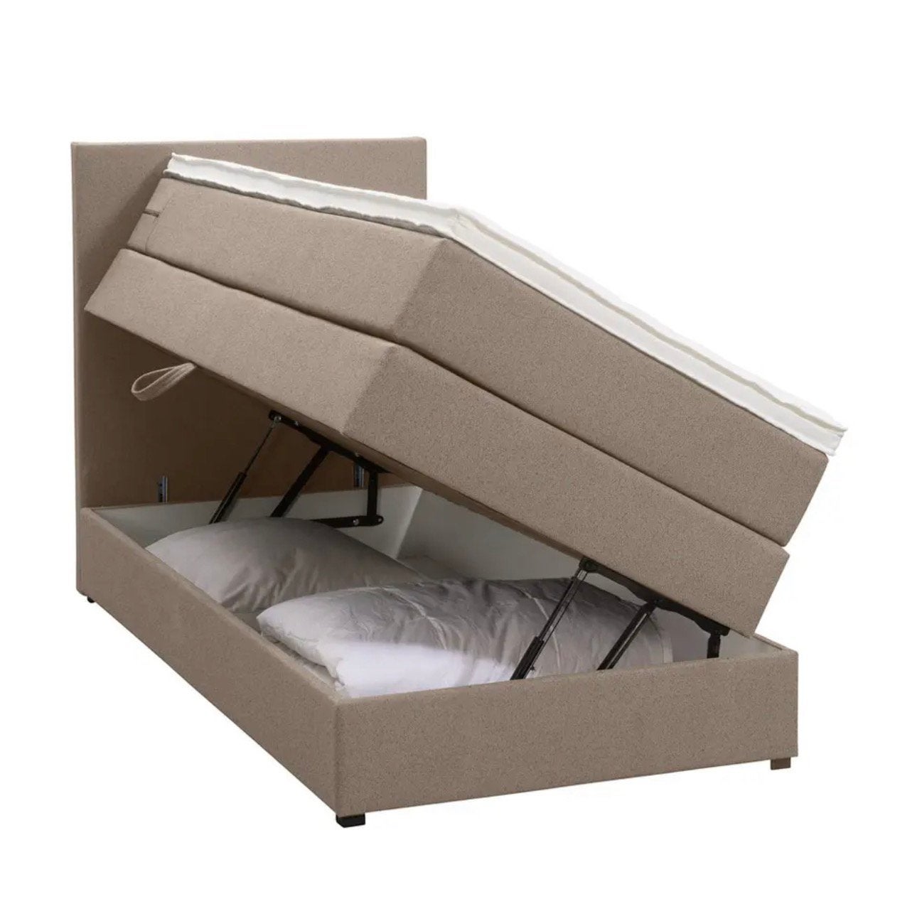 IN VERPAKKING |Boxspring opbergruimte Liv - beige 90x200 cm, Huis en Inrichting, Slaapkamer | Boxsprings, Ophalen, 90 cm, Eenpersoons