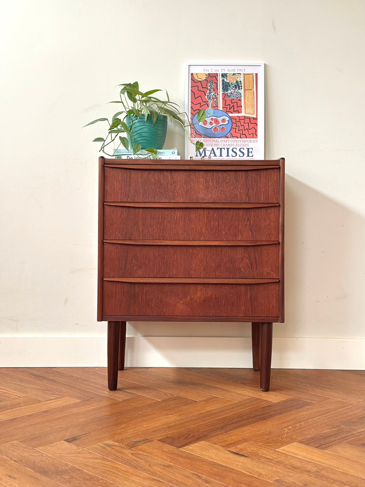 Vintage ladekast Deens teak hout jaren 50/60/70, Ophalen, Gebruikt, Teakhout, 50 tot 100 cm