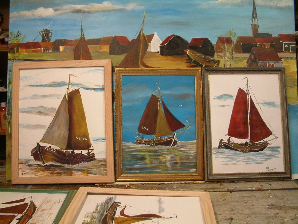 Oude visserij op de zeil  Jac Caljouw  hoogaars /hengst, Ophalen, Maritiem / water, Doek, Gesigneerd