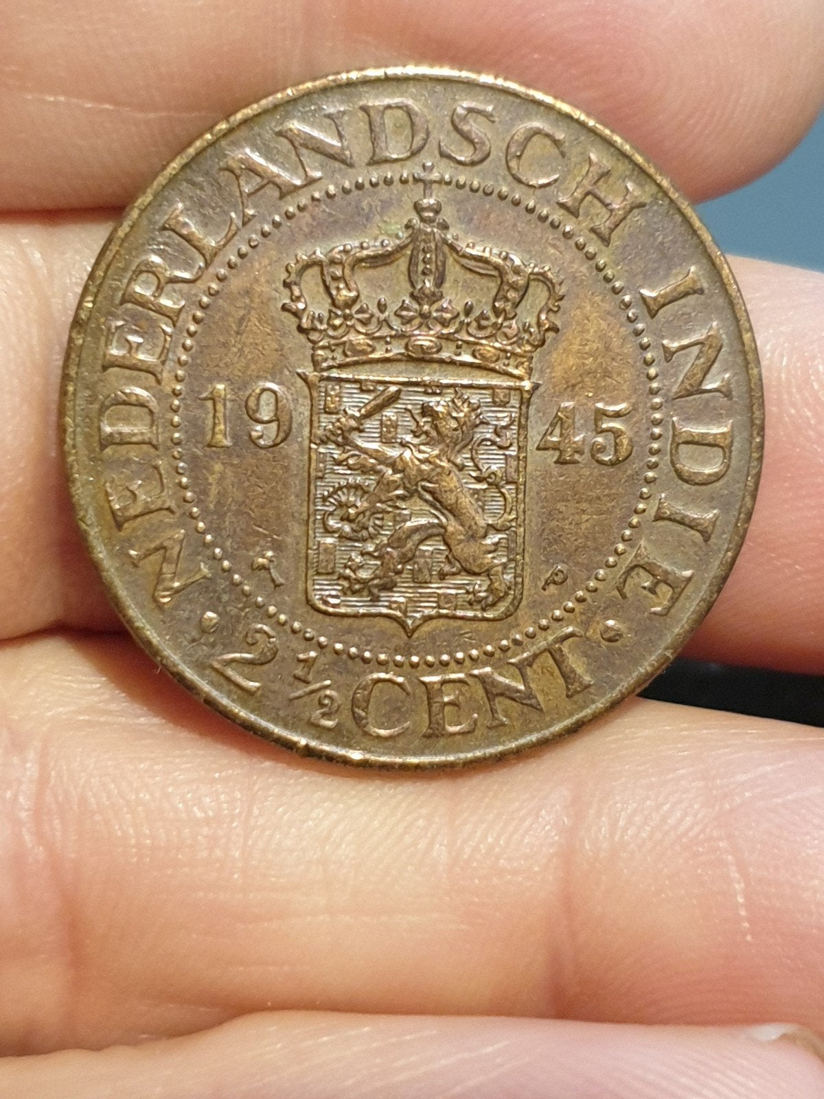 Nederlands Indie, 2.5 cent 1945, 3 aanwezig (16), Ophalen of Verzenden, Zuidoost-Azië