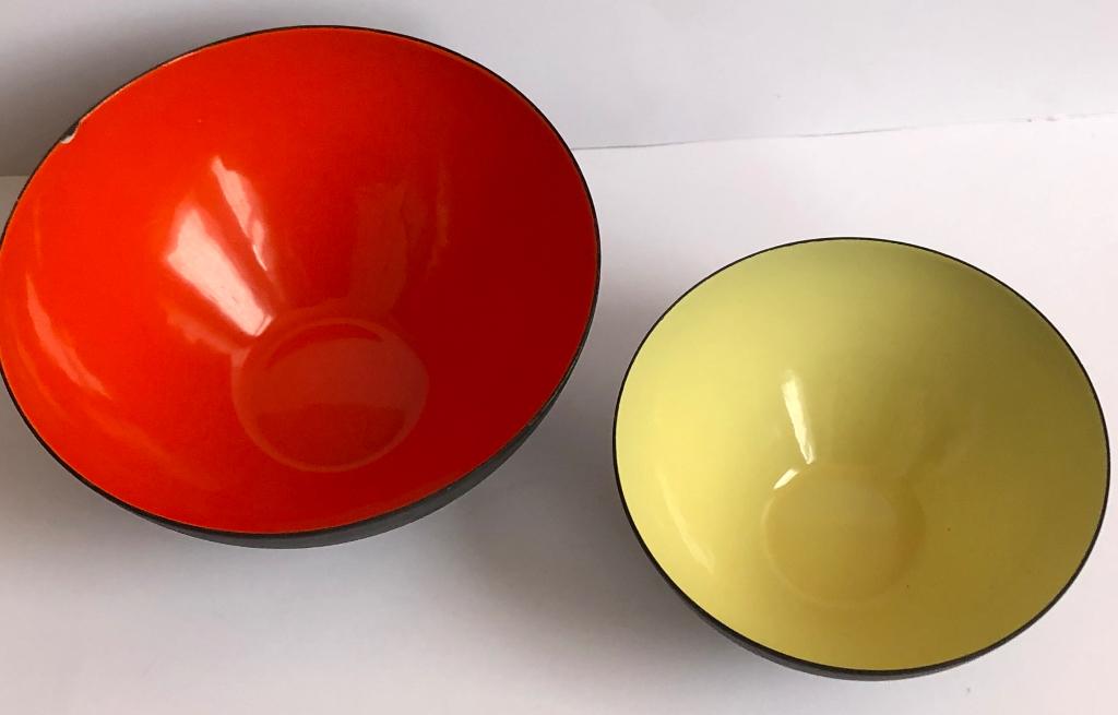Krenit Denmark bowl bakje Herbert Krenchel rood geel schaal, Huis en Inrichting, Keuken | Servies, Overige materialen, Gebruikt