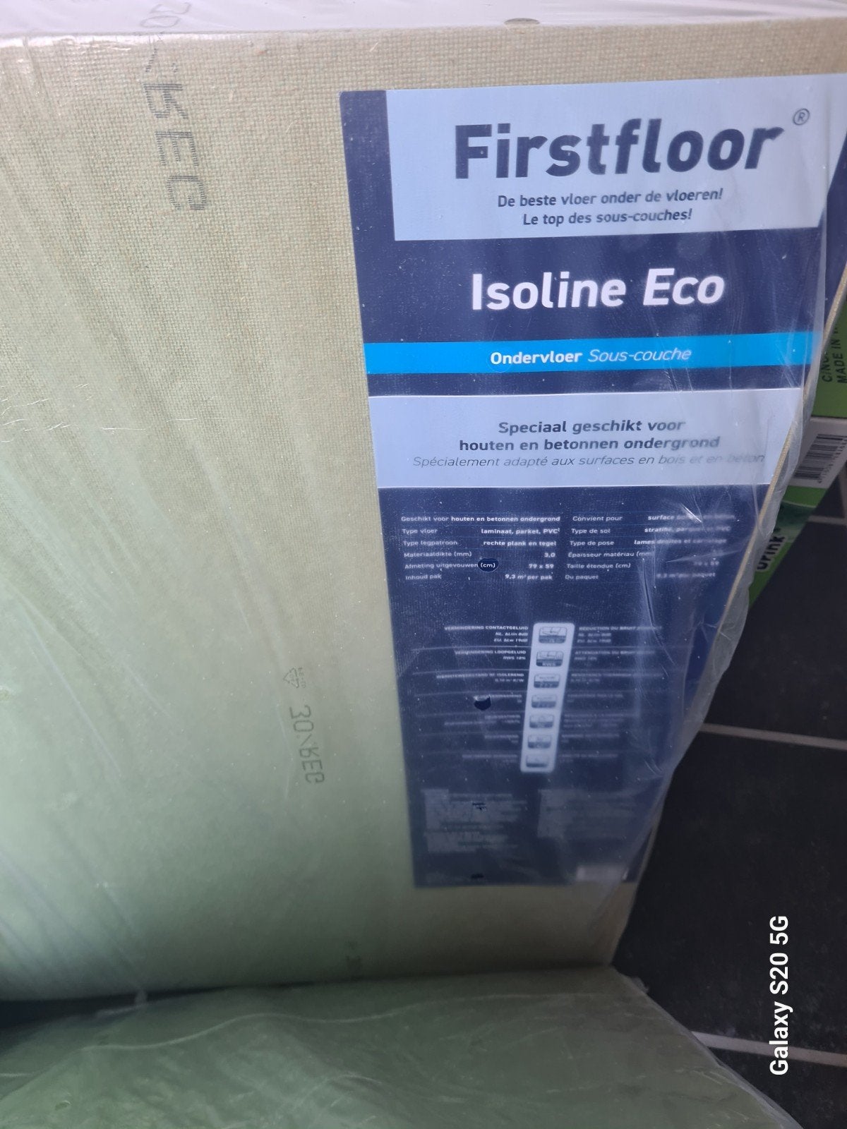 1 nieuw pak en nog wat Firstfloor Isoline Eco Ondervloer Iso, Minder dan 4 cm, Overige materialen, 10 tot 15 m², Nieuw
