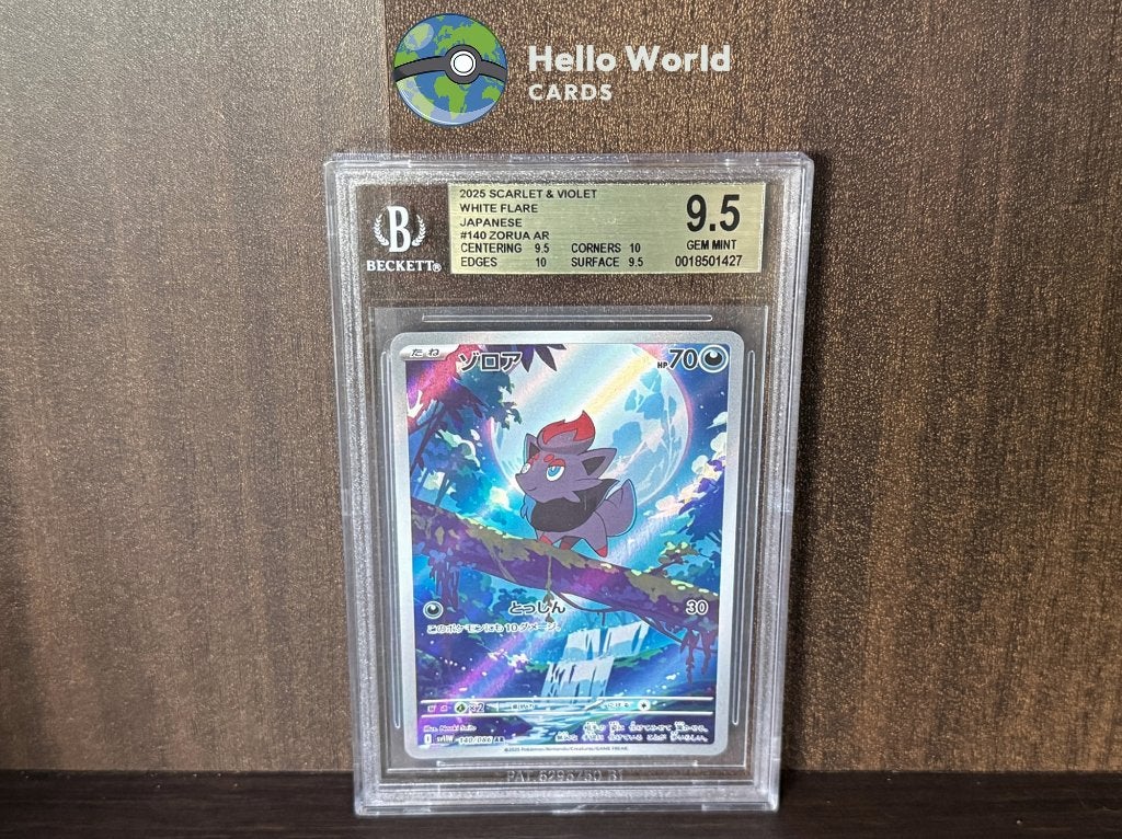 Zorua AR 140/086 - BGS 9.5 - White Flare Japanese, Ophalen of Verzenden, Zo goed als nieuw, Losse kaart, Foil