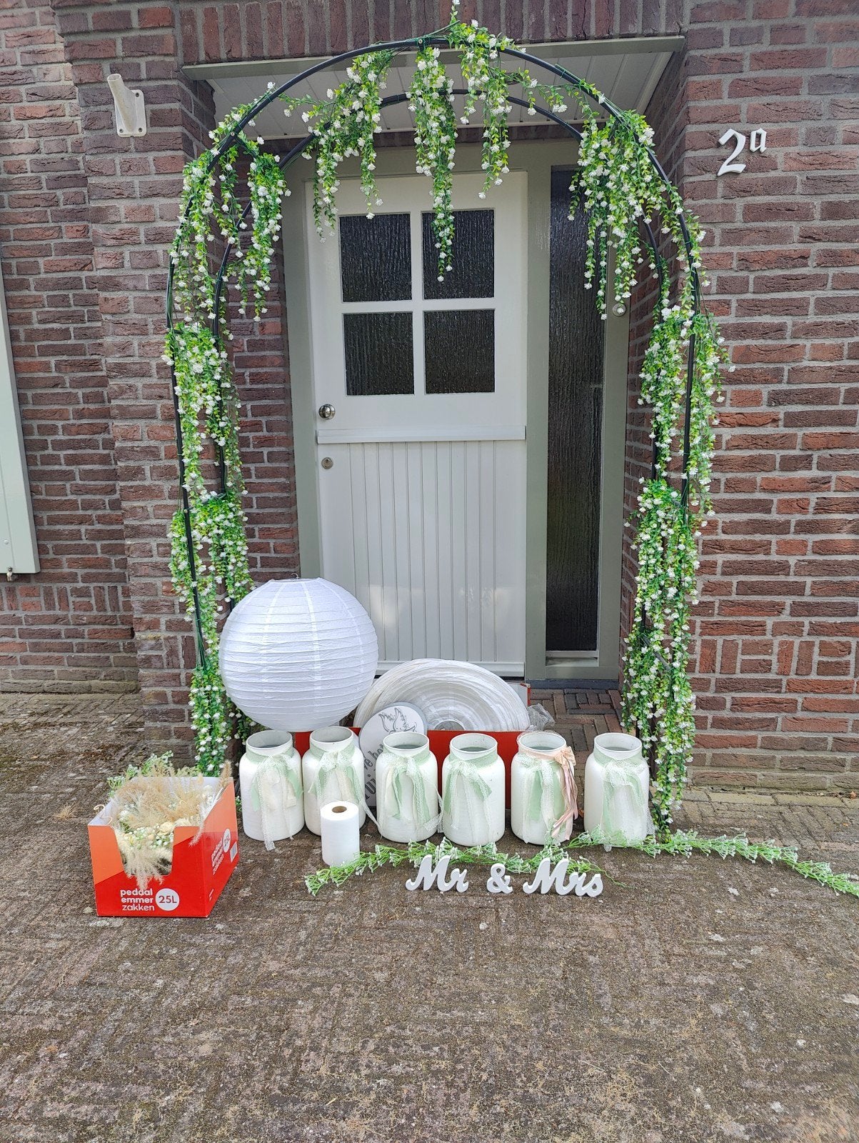 Huwelijksdecoratie set: boog, lampion, vazen, Mr & Mrs enz., Hobby en Vrije tijd, Feestartikelen, Ophalen, Nieuw, Versiering, Geboorte of Huwelijk
