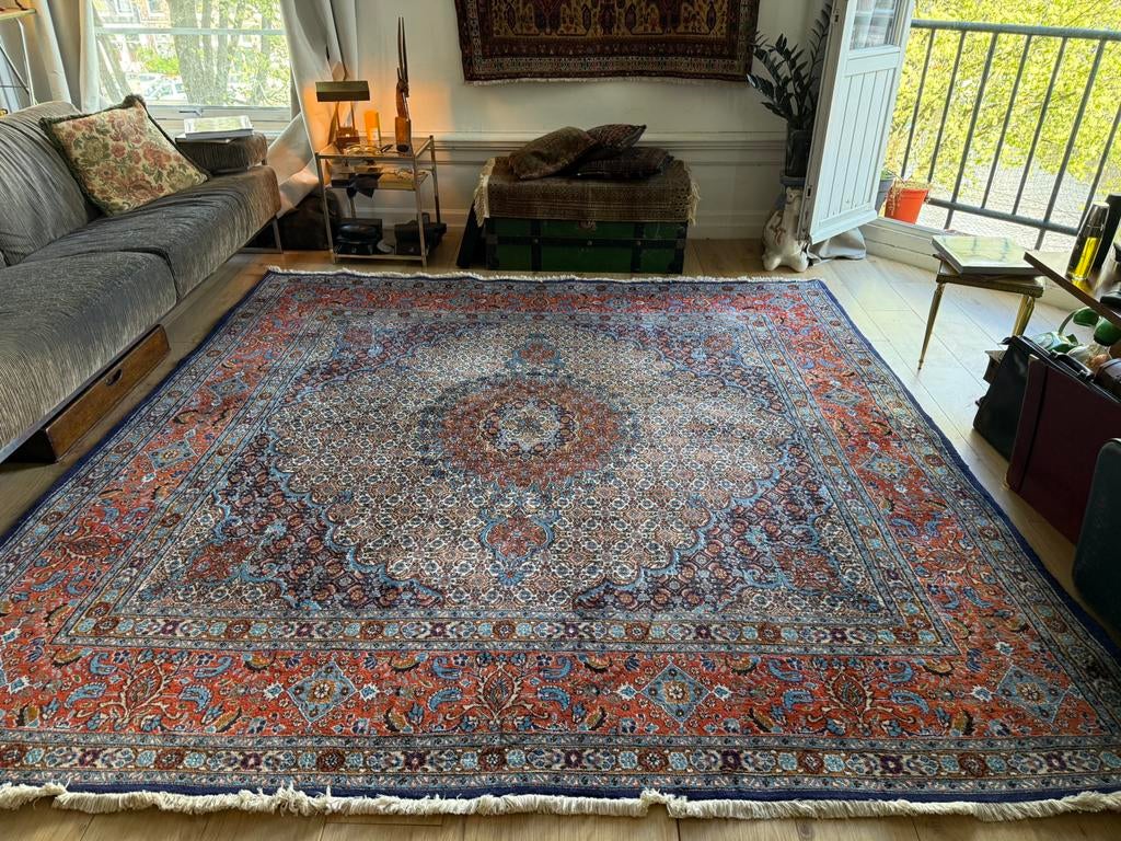 Handgeknoopt Perzisch Moud tapijt vierkant  253 x 246 cm, Huis en Inrichting, Crème, Info@bababoho.com, Vierkant, 200 cm of meer