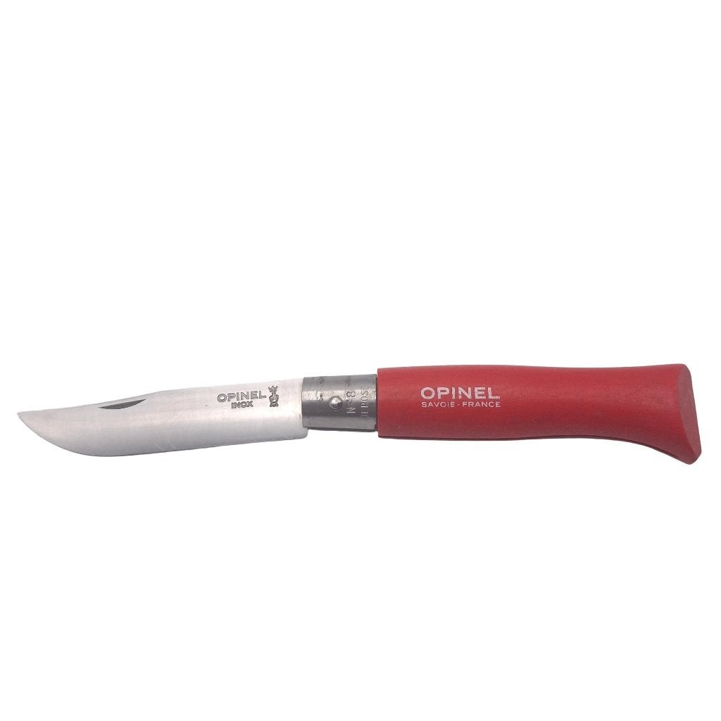 Opinel No. 08 Inox Rood (Vintage/Depose) – Grade B, Ophalen of Verzenden, Zo goed als nieuw