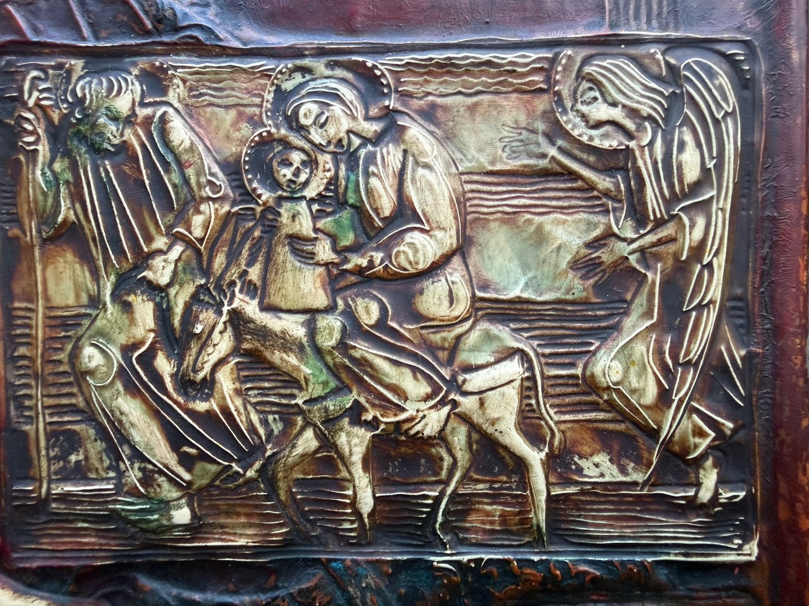 Religieus Reliëfpaneel / 20e eeuw / Italiaans / 58cm, Ophalen of Verzenden, Gesigneerd, Gemengde techniek, Portret