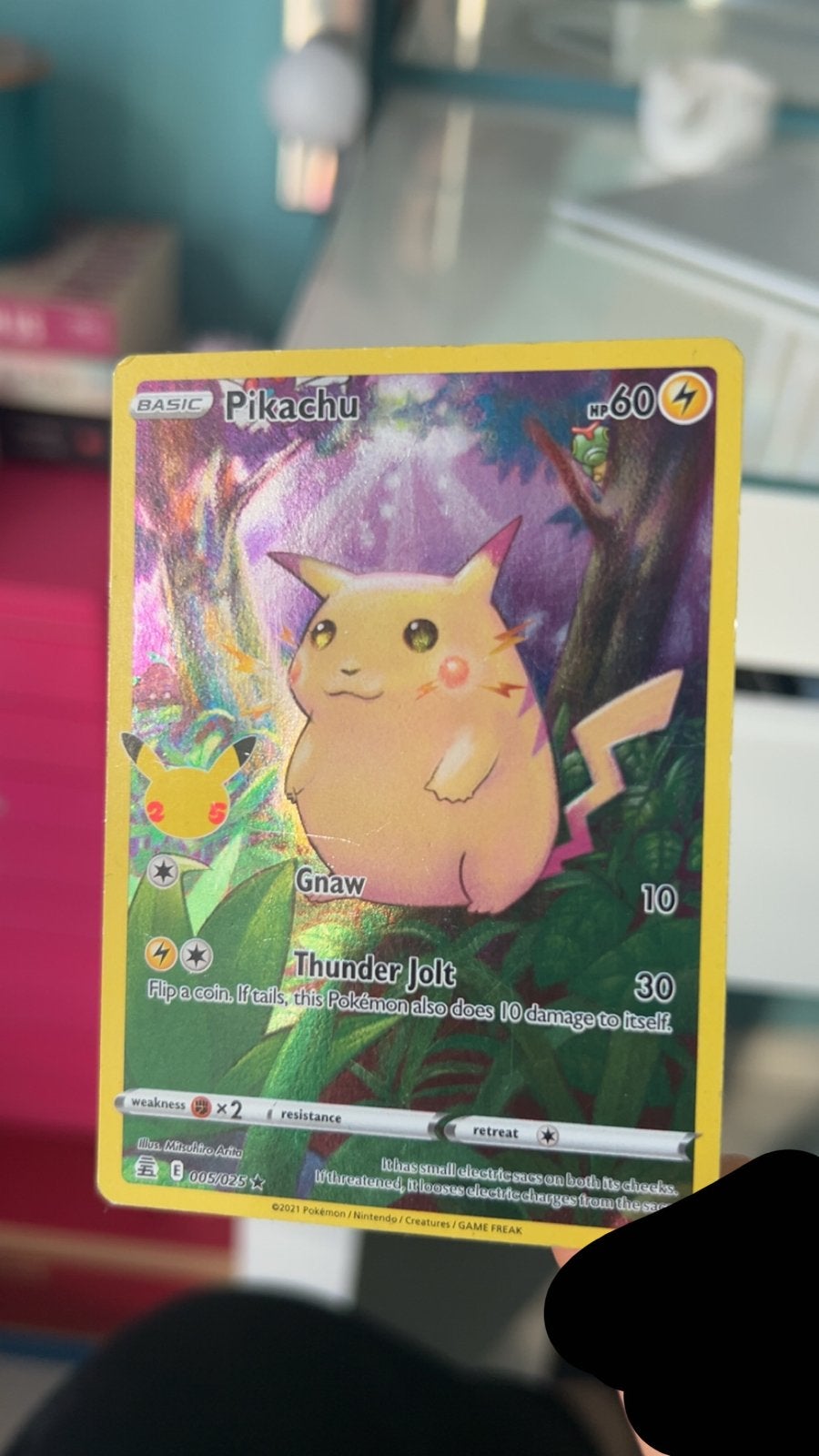Pikachu 25/25 McDonald's Collection 2021 Pokémon Kaart, Ophalen, Zo goed als nieuw, Losse kaart, Foil