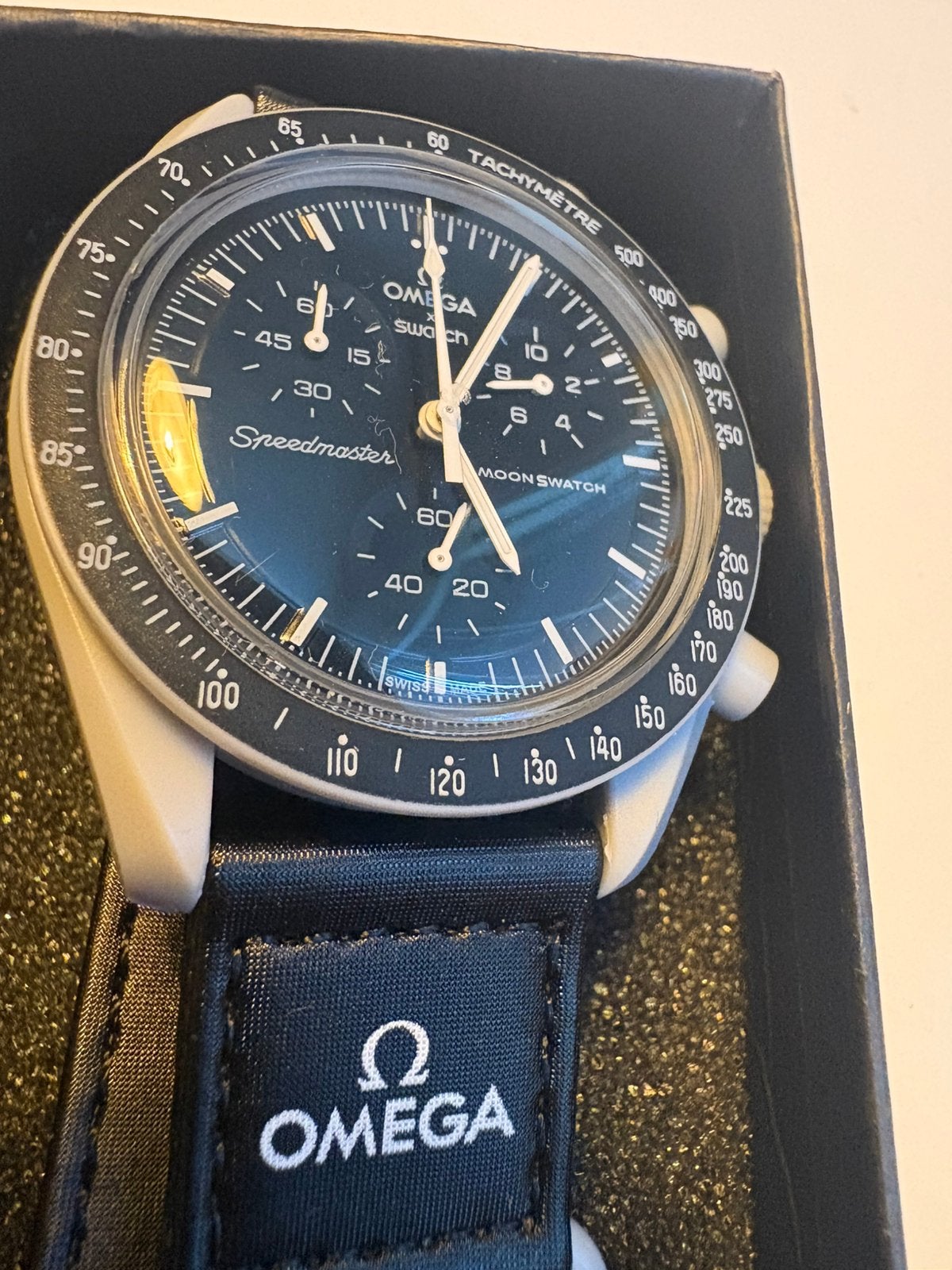 Swatch omega speedmaster moonwatch, Ophalen of Verzenden, Zo goed als nieuw, Omega