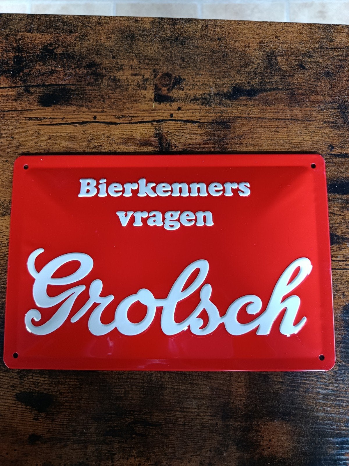 Grolsch Reclamebord van Blik - 20x30 cm, Ophalen of Verzenden, Gebruikt, Reclamebord