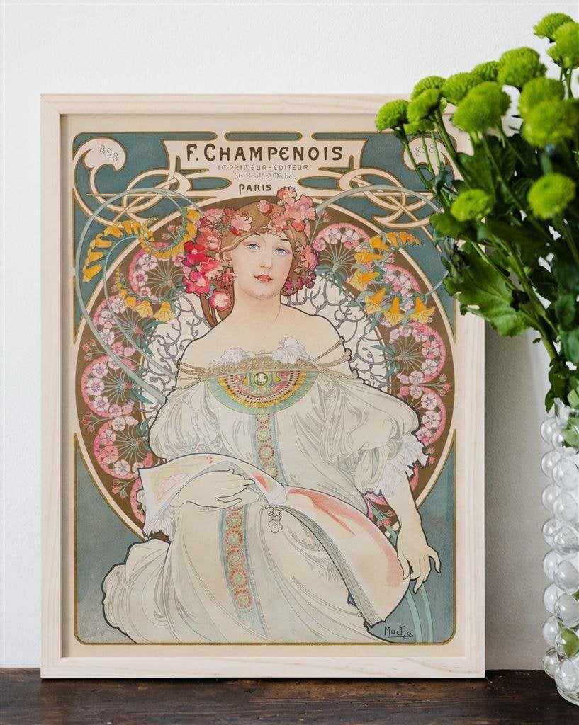 Grote Alphonse Mucha F. Champenois Poster affiche, Verzamelen, Verzenden, Nieuw, A1 t/m A3, Film en Tv