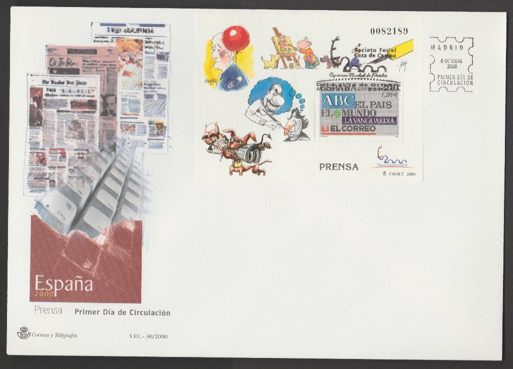 Spanje - FDC Michelnr 3599 - pers, kranten, Verzenden, Postfris
