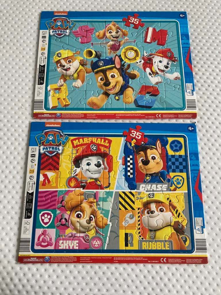 Paw patrol puzzel 2x 35 stukjes, Ophalen, 10 tot 50 stukjes, Zo goed als nieuw, 4 tot 6 jaar
