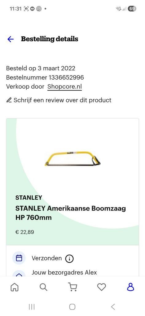 Stanley zaag, Ophalen, Zo goed als nieuw