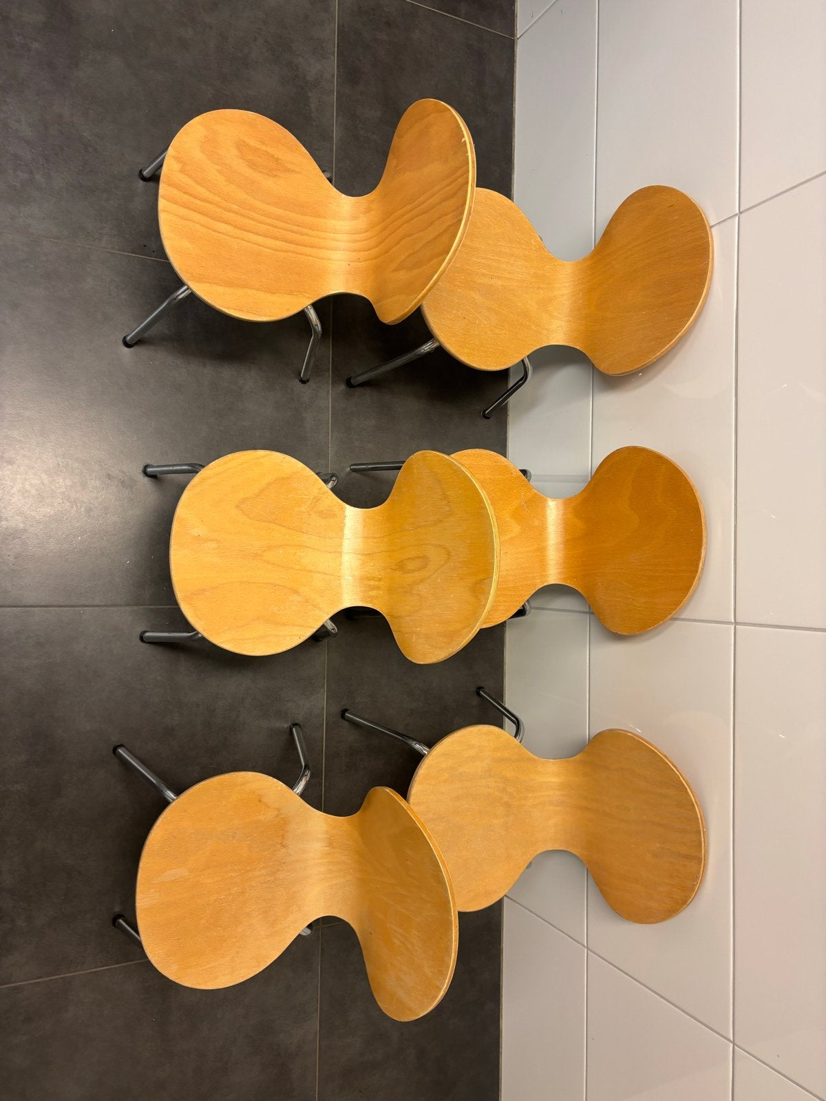 Set houten kinderstoeltjes 6x, Ophalen, Gebruikt, Overige typen