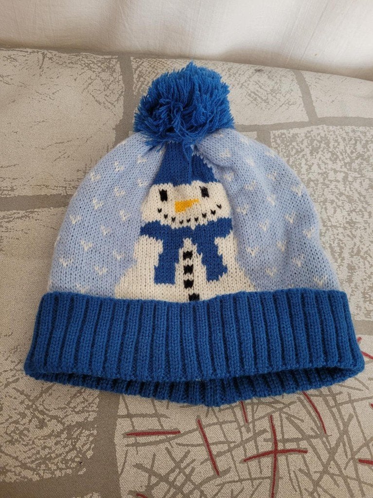 Schattige blauwe muts, met sneeuwpop 6-8 Jaar. John Lewis, Ophalen of Verzenden, Zo goed als nieuw, ., Jongen
