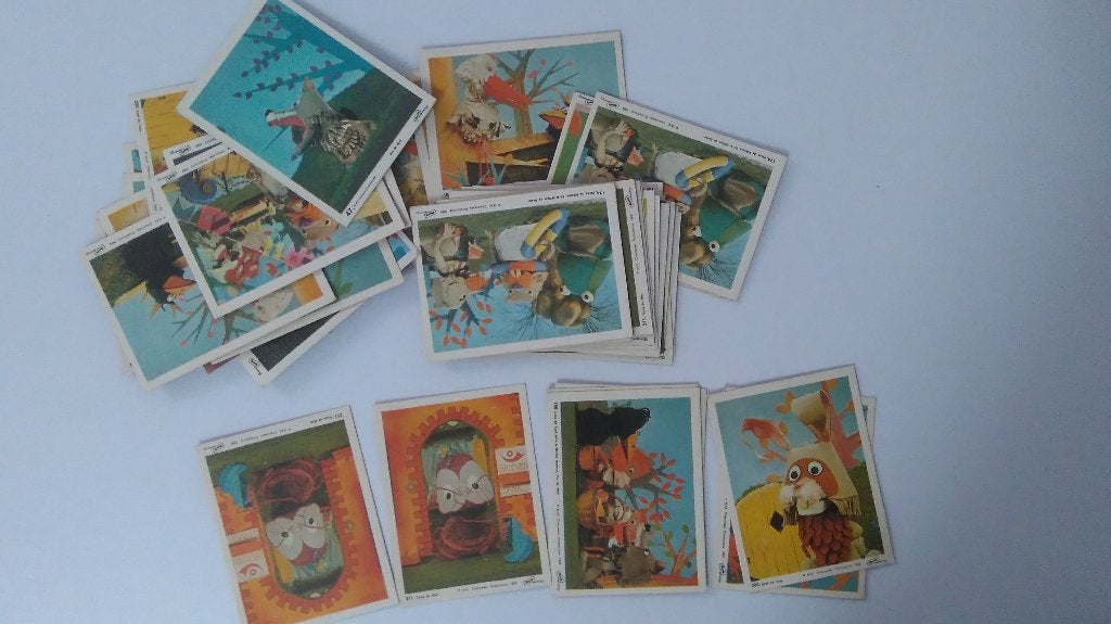 Fabeltjeskrant Monty vintage verzamel plaatjes kaartjes set, Verzamelen, Ophalen of Verzenden, Overige figuren, Gebruikt, Overige typen