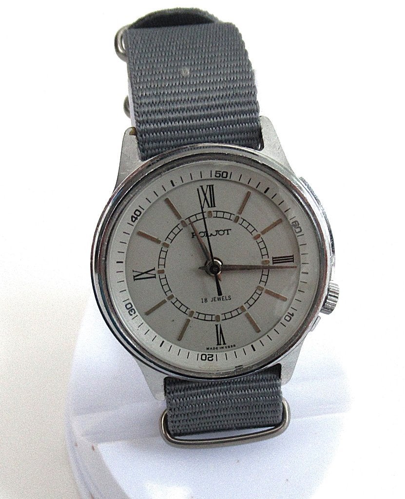 Poljot vintage Sovjet mechanisch herenhorloge uit de 80jaren, Sieraden, Tassen en Uiterlijk, Ophalen of Verzenden, Staal, Overige merken