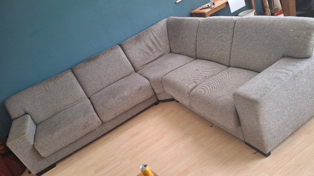 Bank Hoekbank Grijs, Ophalen, 250 tot 300 cm, Gebruikt, Hoekbank