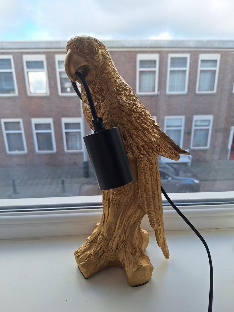 Gouden tafellamp papagaai nieuw, Ophalen of Verzenden, Nieuw, Minder dan 50 cm