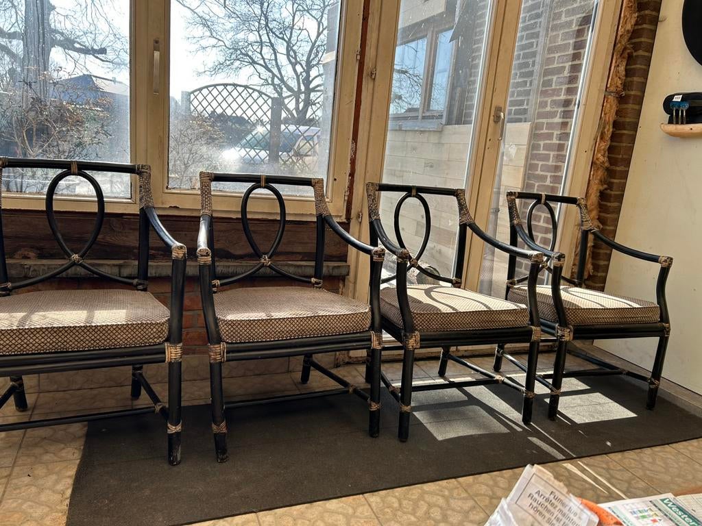 Set van 4 oude McGuire black rattan stoelen, Antiek en Kunst, Antiek | Meubels | Stoelen en Banken, Ophalen