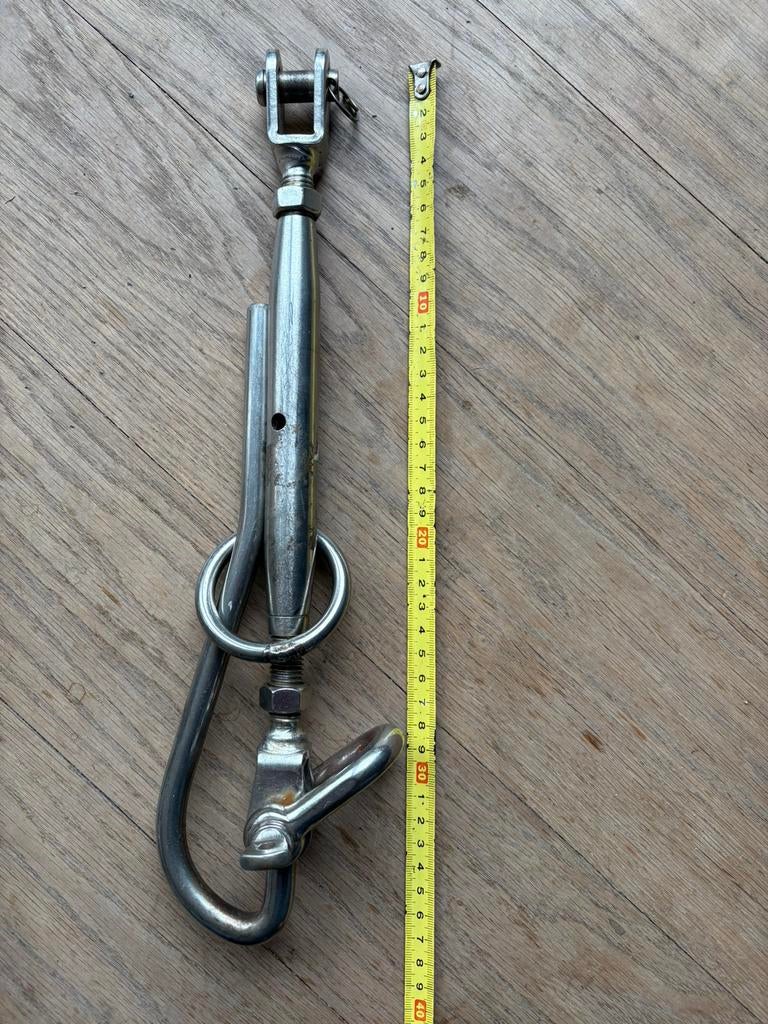 Voorstagspanner met overslag / sliphaak, Watersport en Boten, Bootonderdelen, Ophalen of Verzenden, Zo goed als nieuw, Dekbeslag