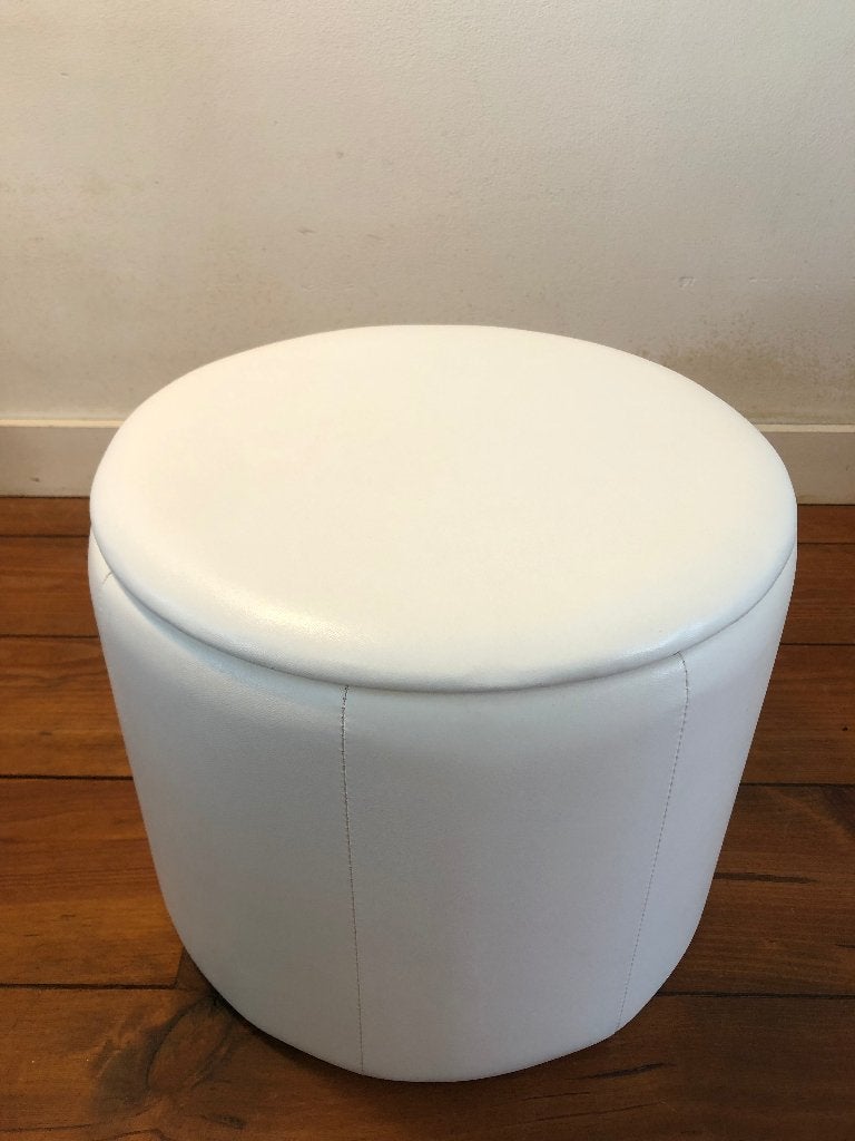 Prachtige vintage opbergpoef, vintage design, Minder dan 50 cm, Rond, Minder dan 50 cm, Ophalen of Verzenden