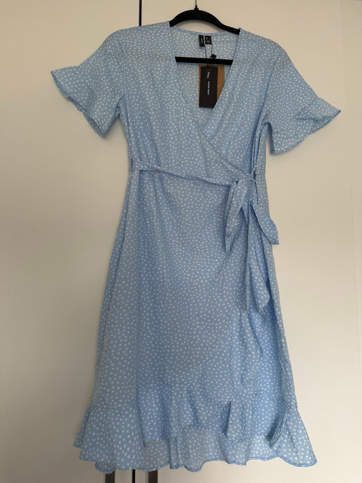 Wikkeljurk Vero Moda blauw met stippen maat S, Blauw, Ophalen of Verzenden, Zo goed als nieuw, Maat 36 (S)